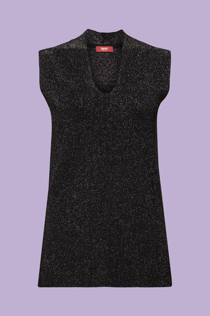 Sparkling Rib-Knit Vest, BLACK, detail image number 6