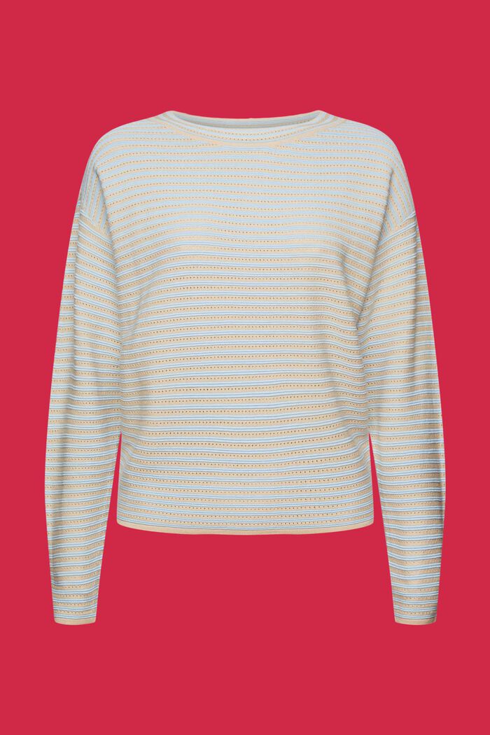 Mixed Knit Striped Sweater, NEW PASTEL BLUE, detail image number 5