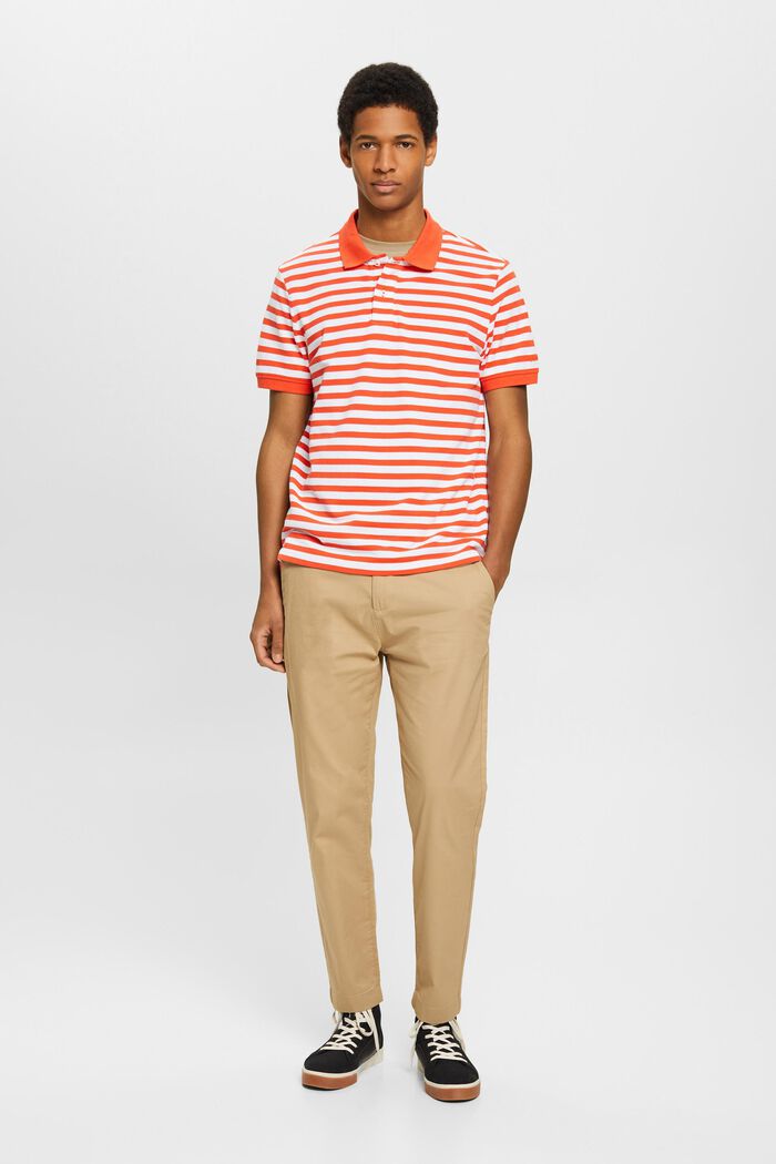 Striped slim fit polo shirt, ORANGE RED, detail image number 4