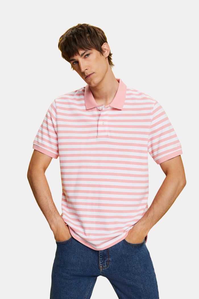 Striped slim fit polo shirt, PINK, detail image number 0
