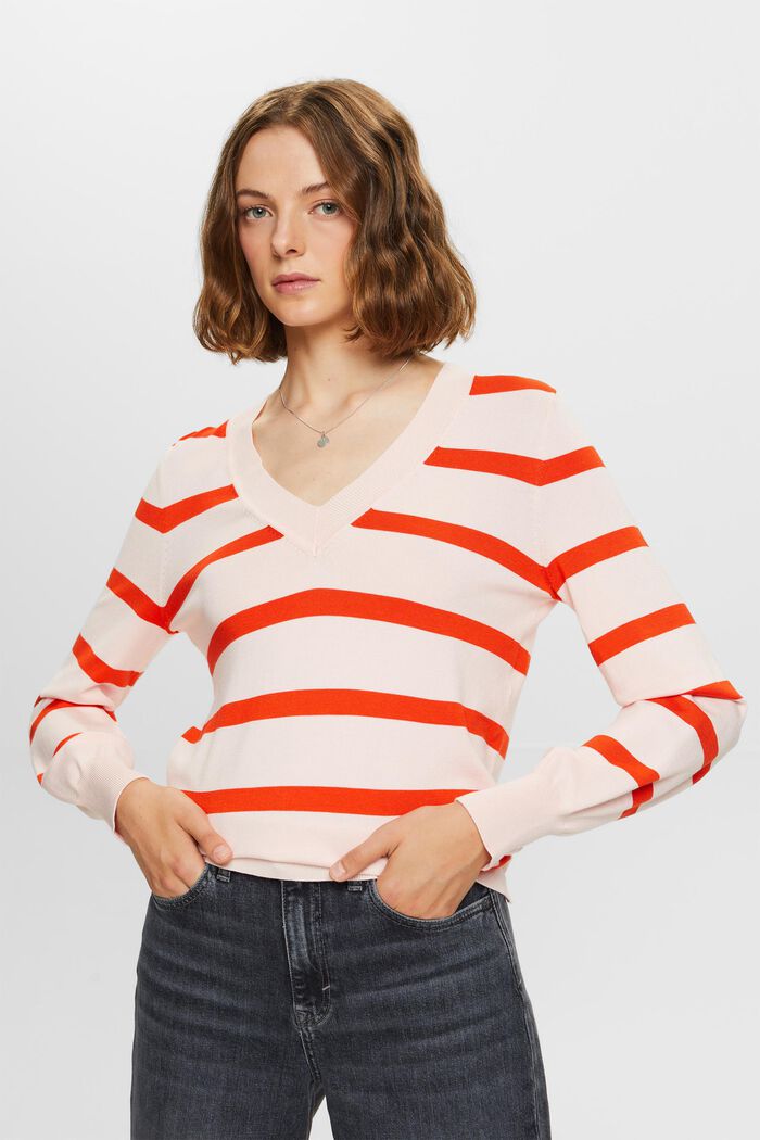 V-Neck Sweater, LIGHT PINK, detail image number 1