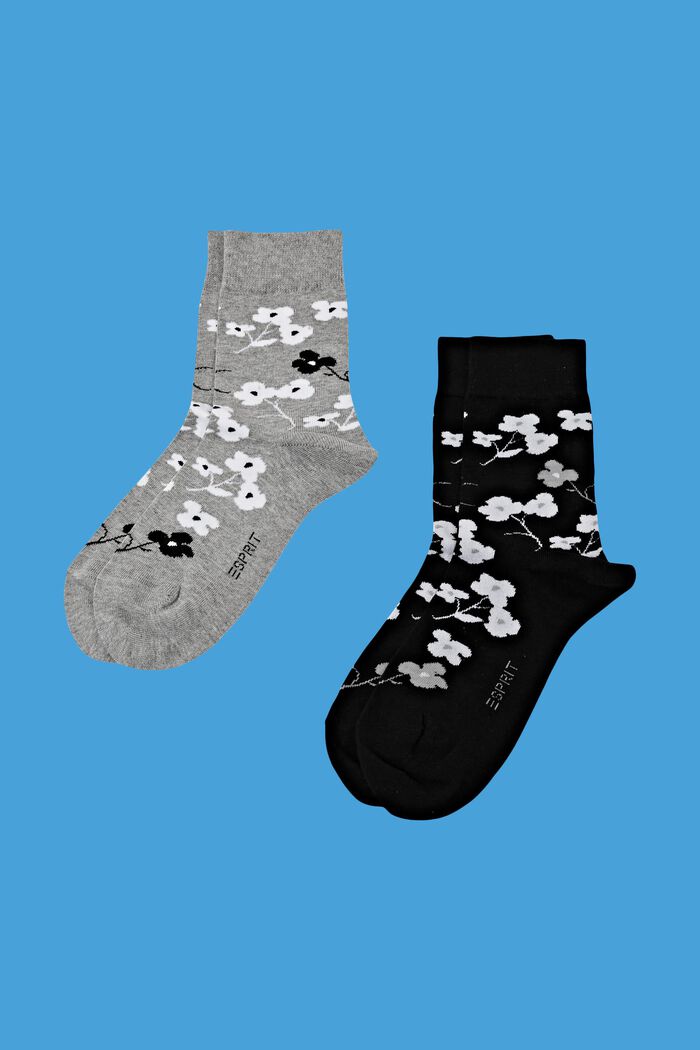 2-Pack Printed Chunky Knit Socks, GREY / BLACK, detail image number 1