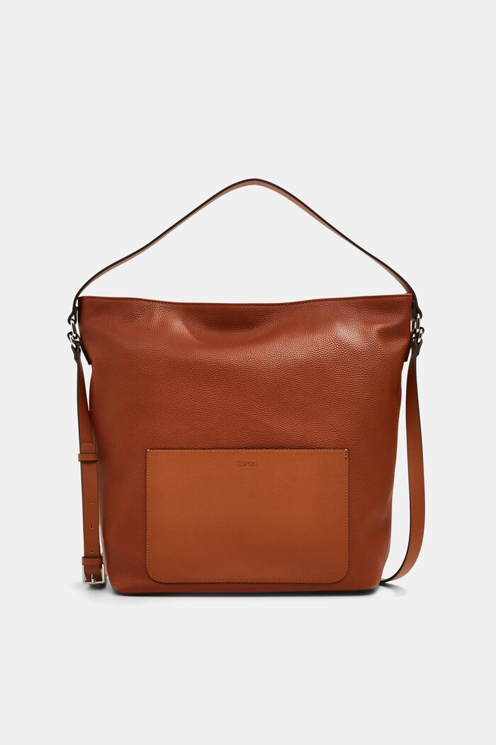 Faux leather shoulder bag, RUST BROWN, detail image number 0