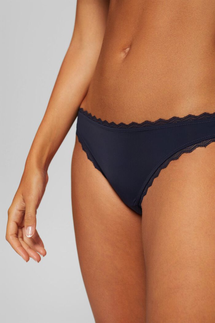 Recycled: hipster briefs with lace, NAVY, overview