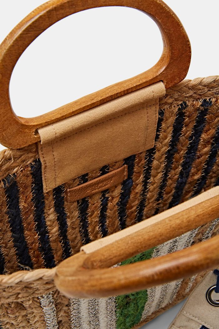 Striped woven Jute Tote, MULTICOLOUR, detail image number 1
