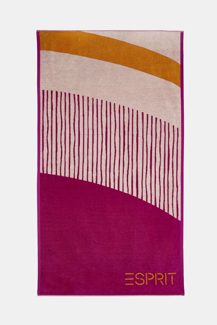 Beach towel in striped design, CRANBERRY, detail image number 0