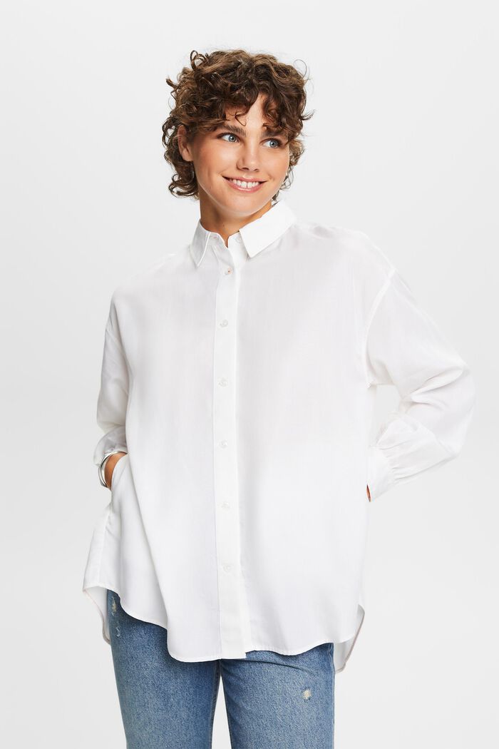 Oversized shirt blouse, WHITE, detail image number 4