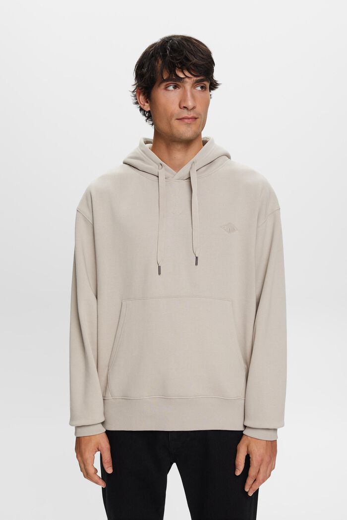 Sweatshirt hoodie with logo stitching, PASTEL GREY, detail image number 1