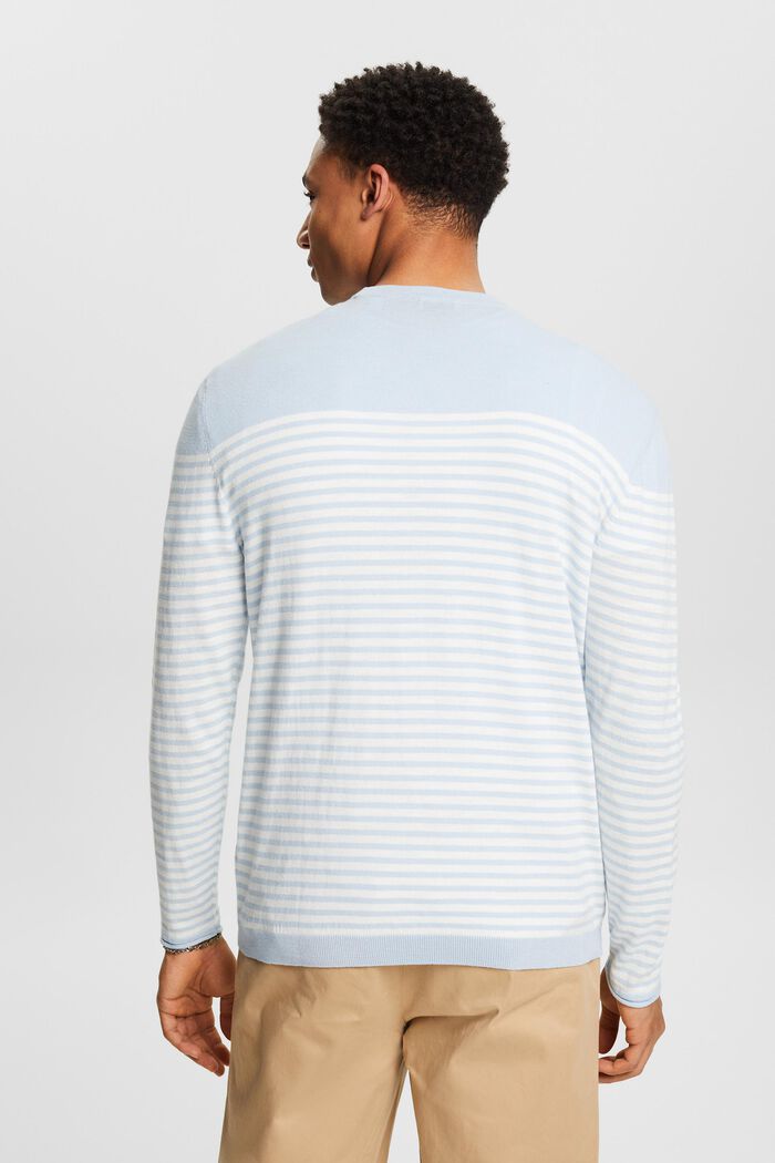 Striped Cotton Sweater, LIGHT BLUE, detail image number 2