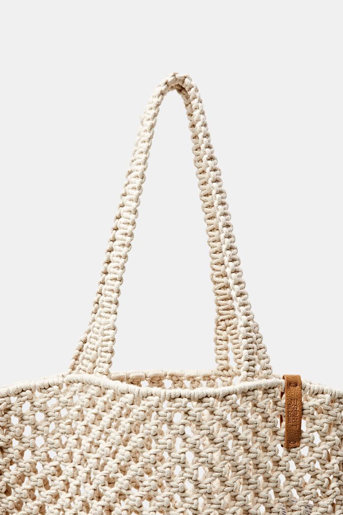 Crochet Cotton Tote, OFF WHITE, detail image number 3