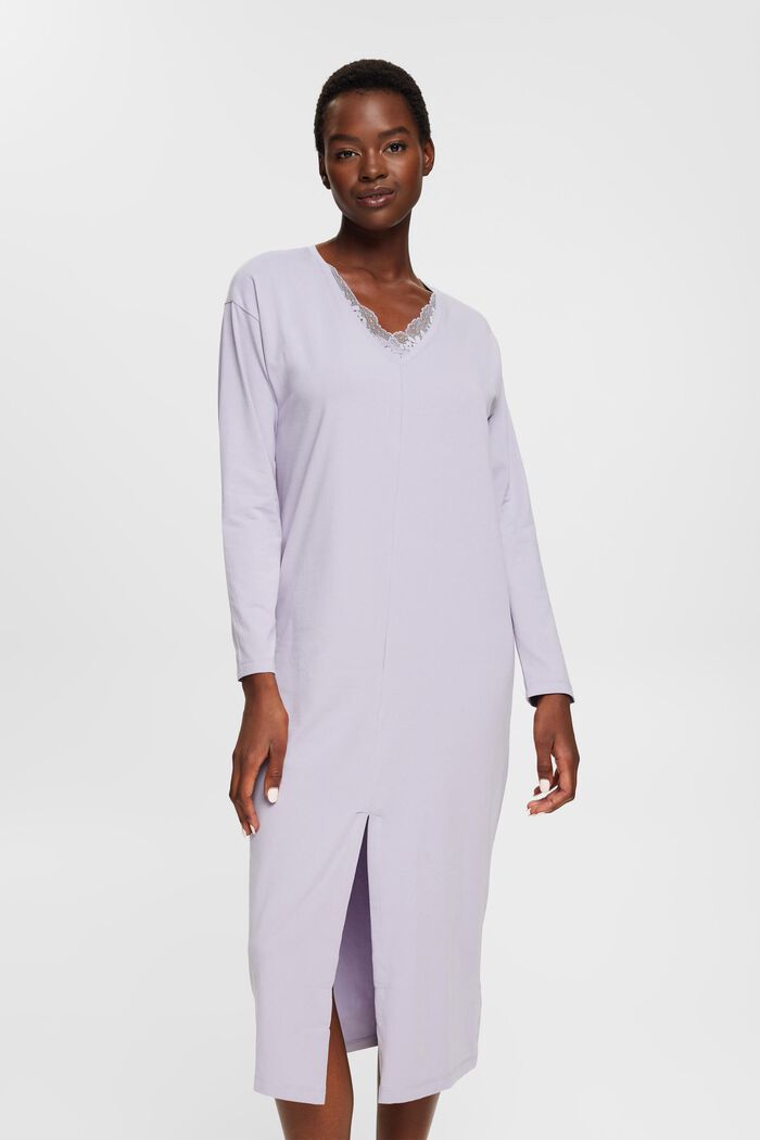 Jersey nightshirt with lace detailing