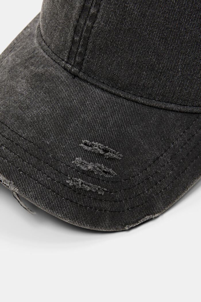 Baseball cap with distressed details, BLACK, detail image number 1