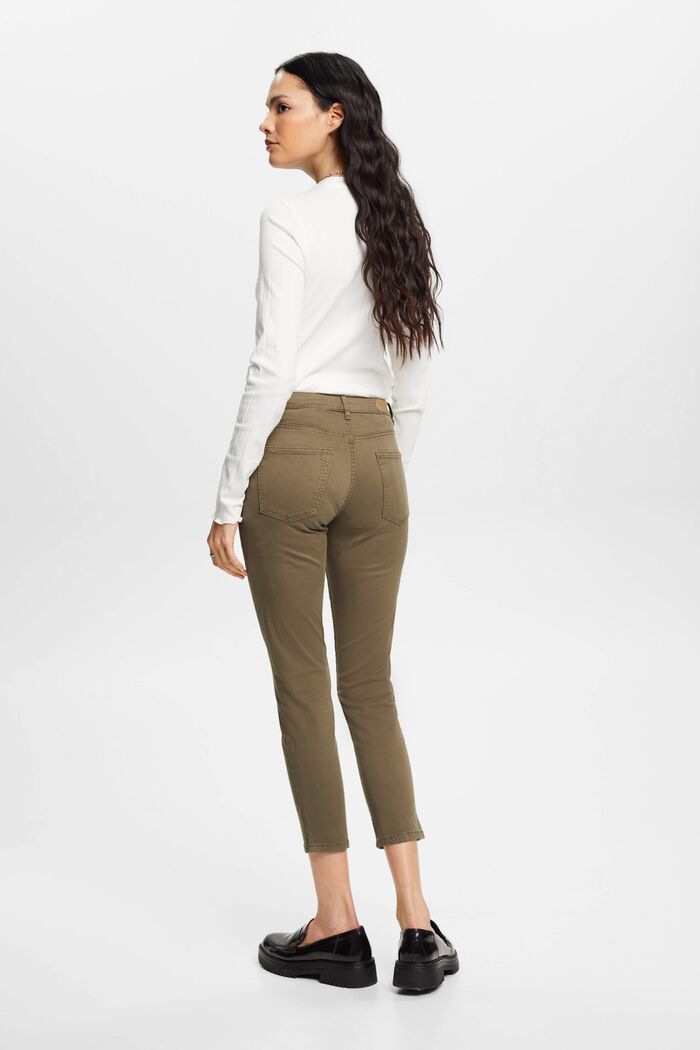 Mid-rise cropped leg stretch trousers, KHAKI GREEN, detail image number 3