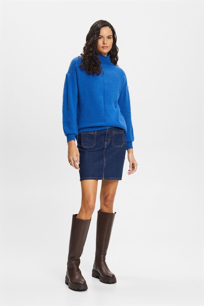 Mock Neck Sweater, BRIGHT BLUE, detail image number 0