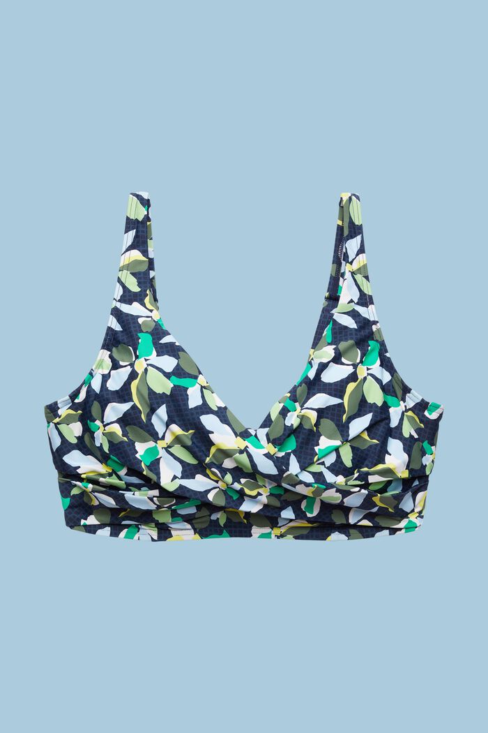 Print Underwired Unpadded Bikini Tops, NAVY, detail image number 1