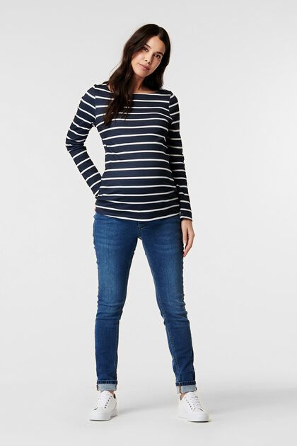 Jeans with over-bump waistband, organic cotton
