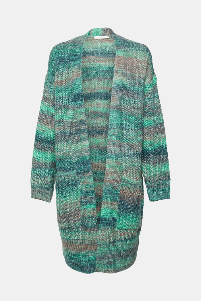Knit cardigan with wool, TEAL GREEN, detail image number 2