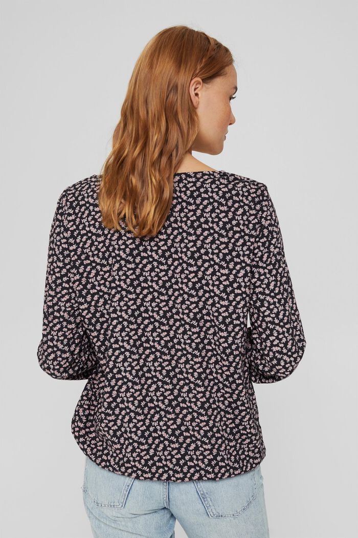 Print blouse with LENZING™ ECOVERO™, NEW BLACK, detail image number 3