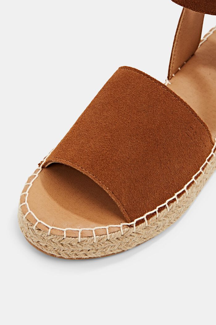 Leather sandals with a platform sole, CARAMEL, detail image number 4