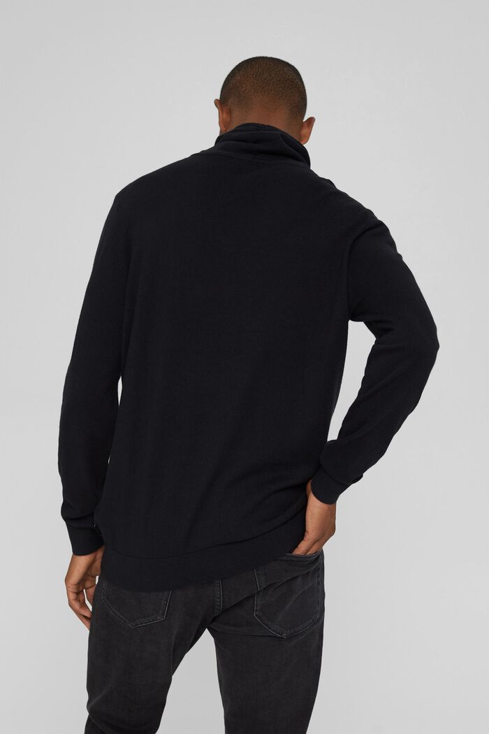 Cashmere blend: jumper with a drawstring collar, BLACK, detail image number 3