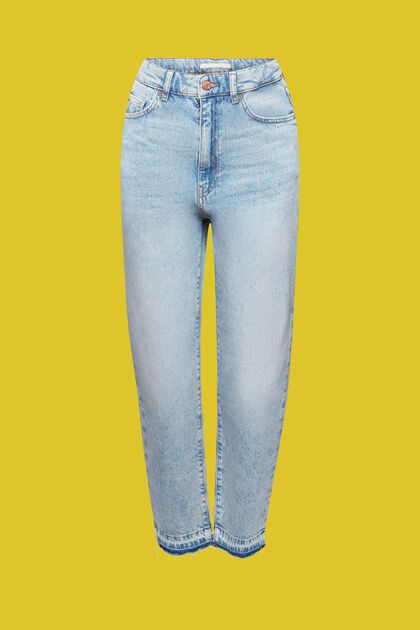 High-rise 90s fit frayed hem jeans, BLUE MEDIUM WASHED, overview