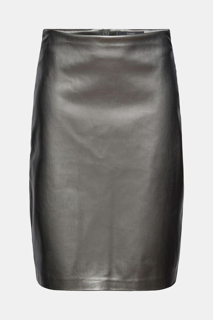 Vegan: faux leather pencil skirt, GUNMETAL, detail image number 7