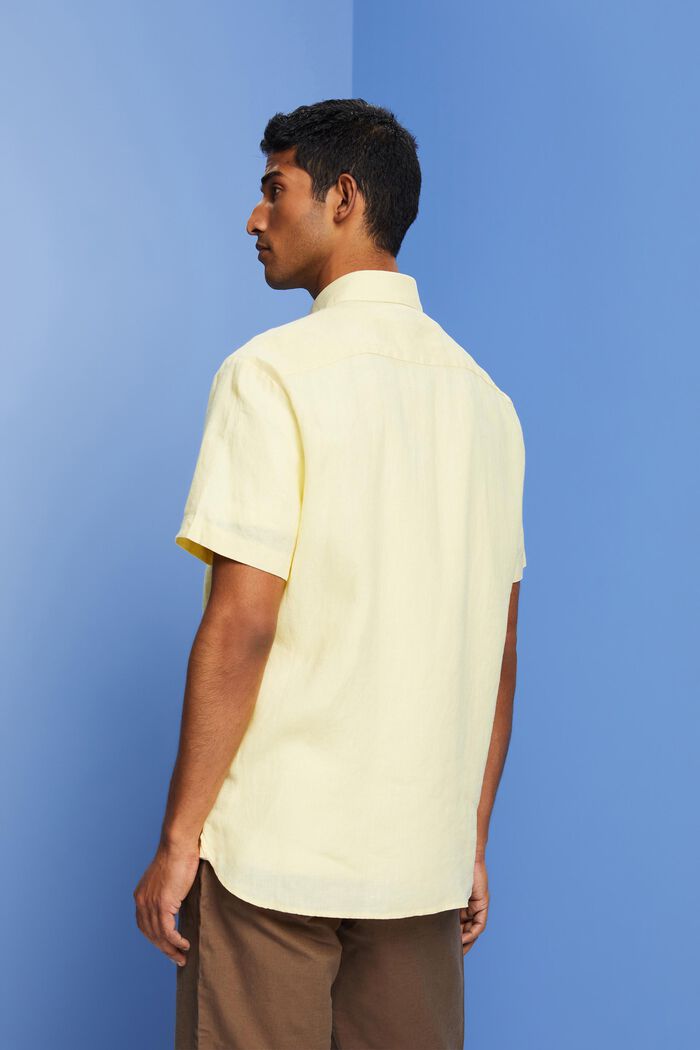 Linen short-sleeved shirt, LIGHT YELLOW, detail image number 3