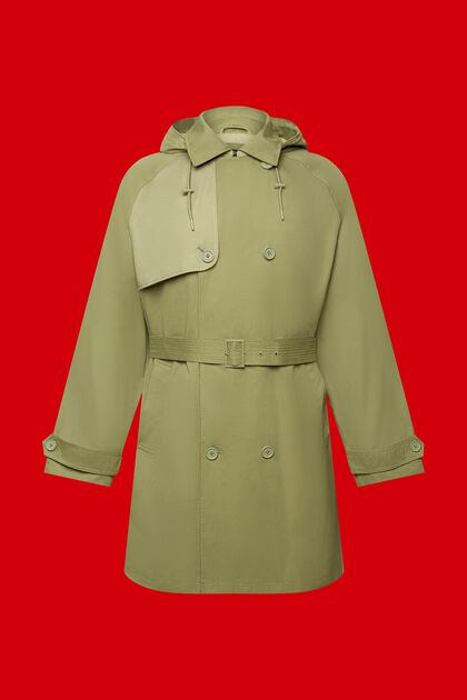 Short, hooded trench coat