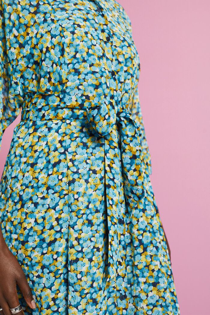 Midi dress with all-over pattern, TURQUOISE, detail image number 2
