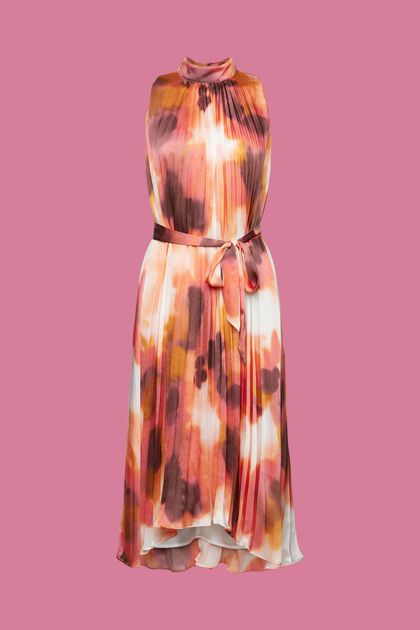 Crinkled midi dress with all-over print