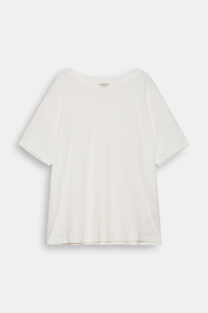 CURVY basic T-shirt in blended linen, OFF WHITE, detail image number 6