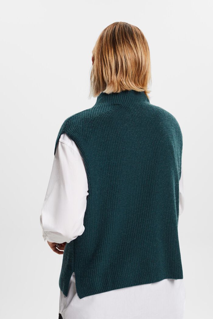 Wool Blend Rib-Knit Vest, NEW EMERALD GREEN, detail image number 4