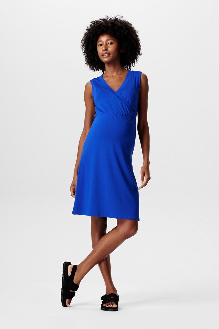 MATERNITY V-Neck Sleeveless Dress, ELECTRIC BLUE, detail image number 0