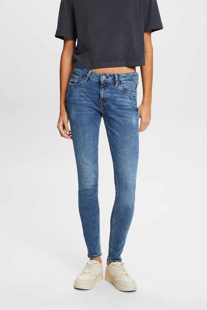 ESPRIT - Recycled: mid-rise skinny fit stretch jeans at our online shop