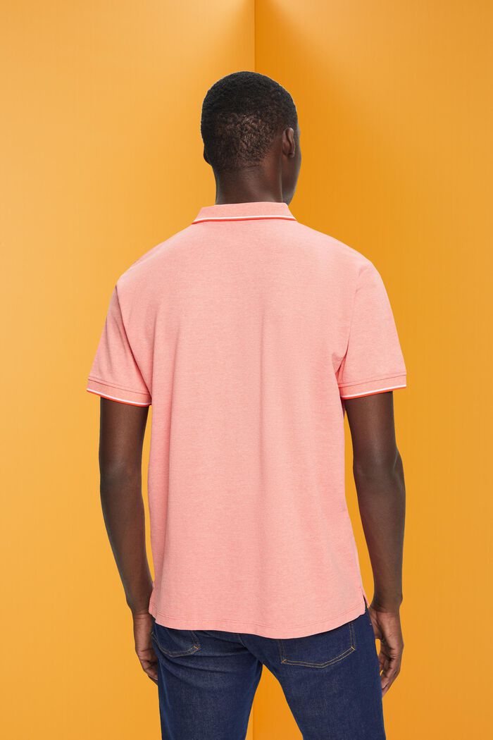 Pique polo shirt with striped details, ORANGE RED, detail image number 3