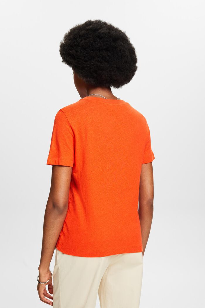 Cotton-Linen T-Shirt, BRIGHT ORANGE, detail image number 3