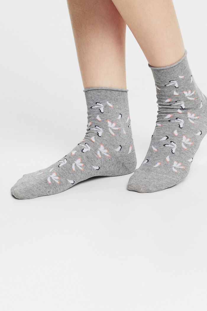 2-Pack Printed Knit Socks, LIGHT GREY, detail image number 1