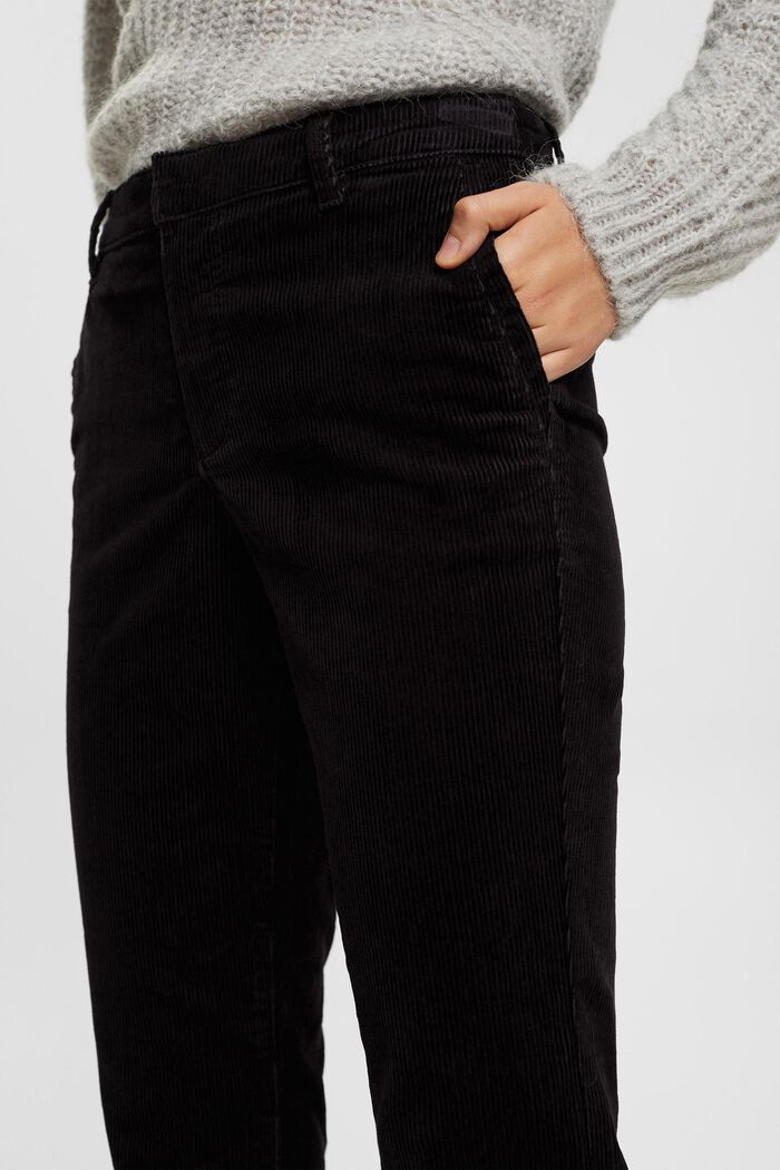 Mid-rise corduroy trousers, BLACK, detail image number 0