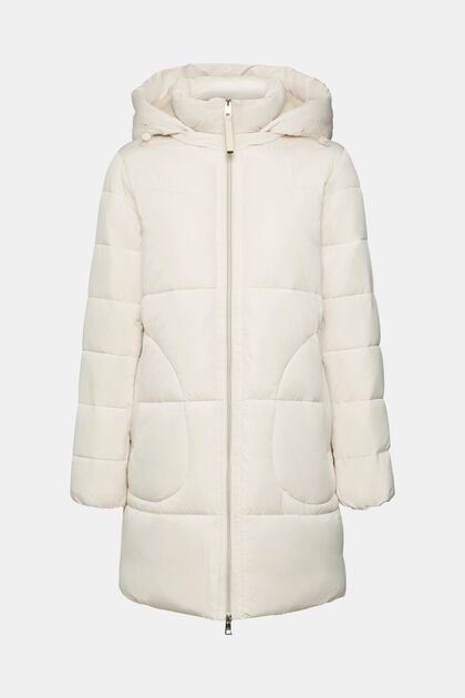 Recycled: quilted coat with detachable hood