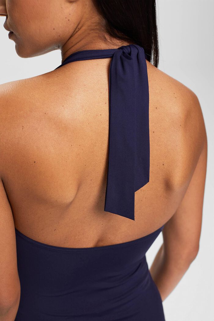 Padded Halter Neck Beach Top, NAVY, detail image number 3