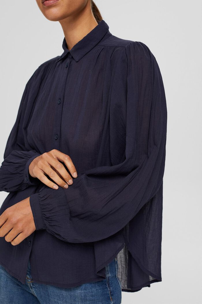 Batwing blouse made of cotton voile, NAVY, detail image number 2