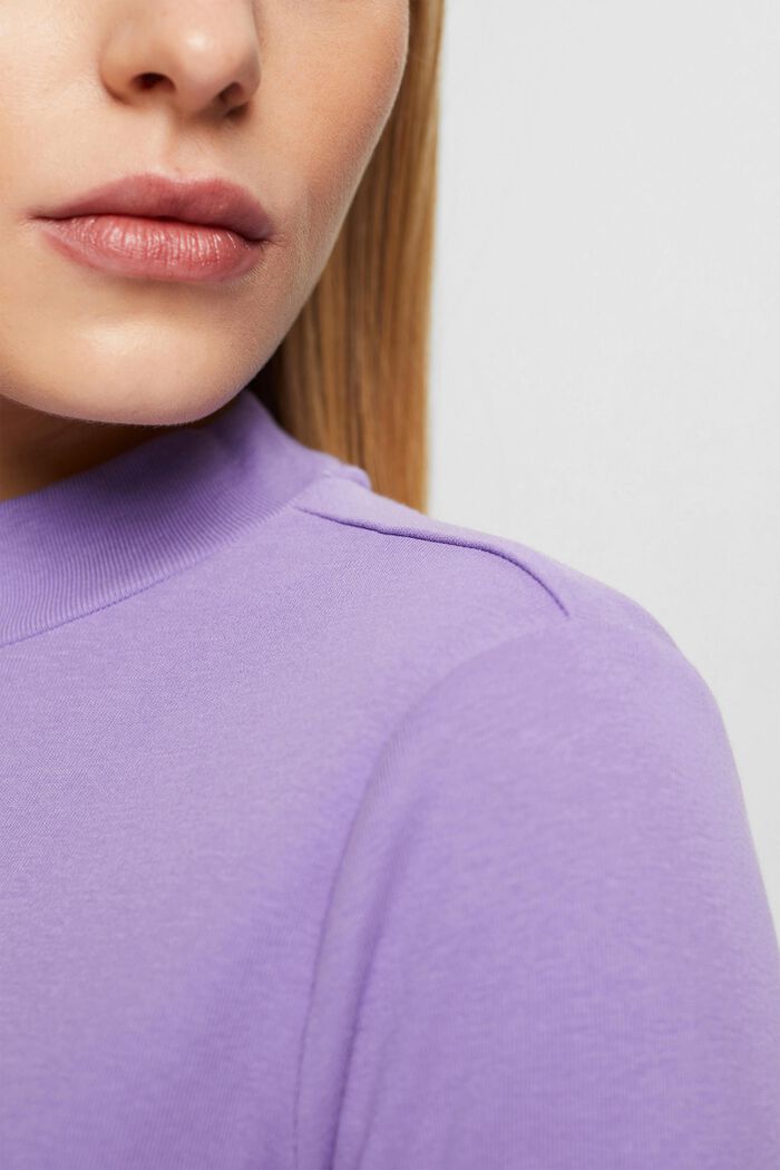 Long sleeve top with a stand-up collar, LILAC, detail image number 0