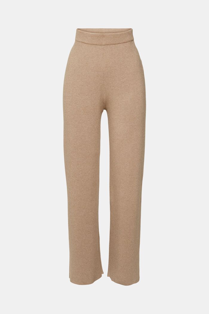 High-rise rib knit trousers, BEIGE, detail image number 2
