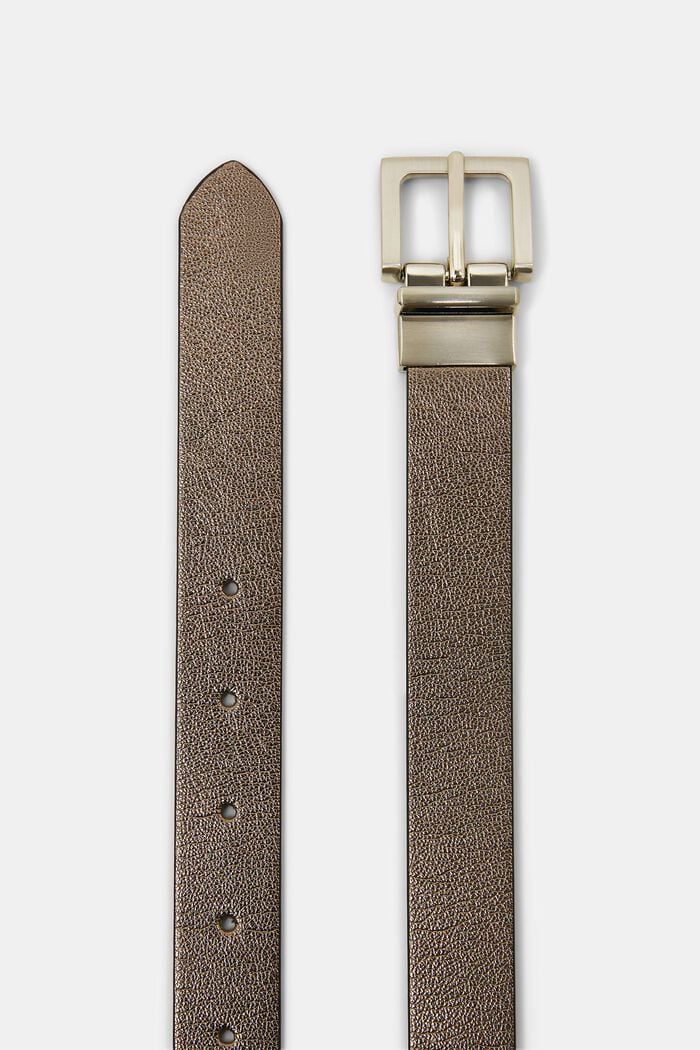 Reversible Faux Leather Belt, GUNMETAL, detail image number 1