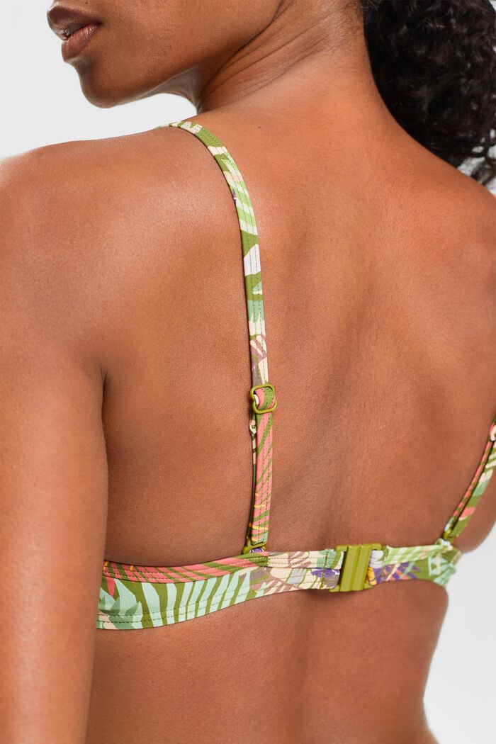 Printed Padded Underwire Bikini Top, DARK GREEN, detail image number 1