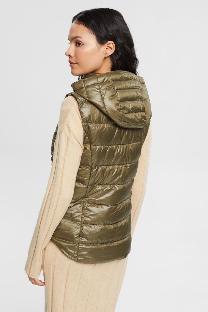 Quilted body warmer with detachable hood, DARK KHAKI, detail image number 3