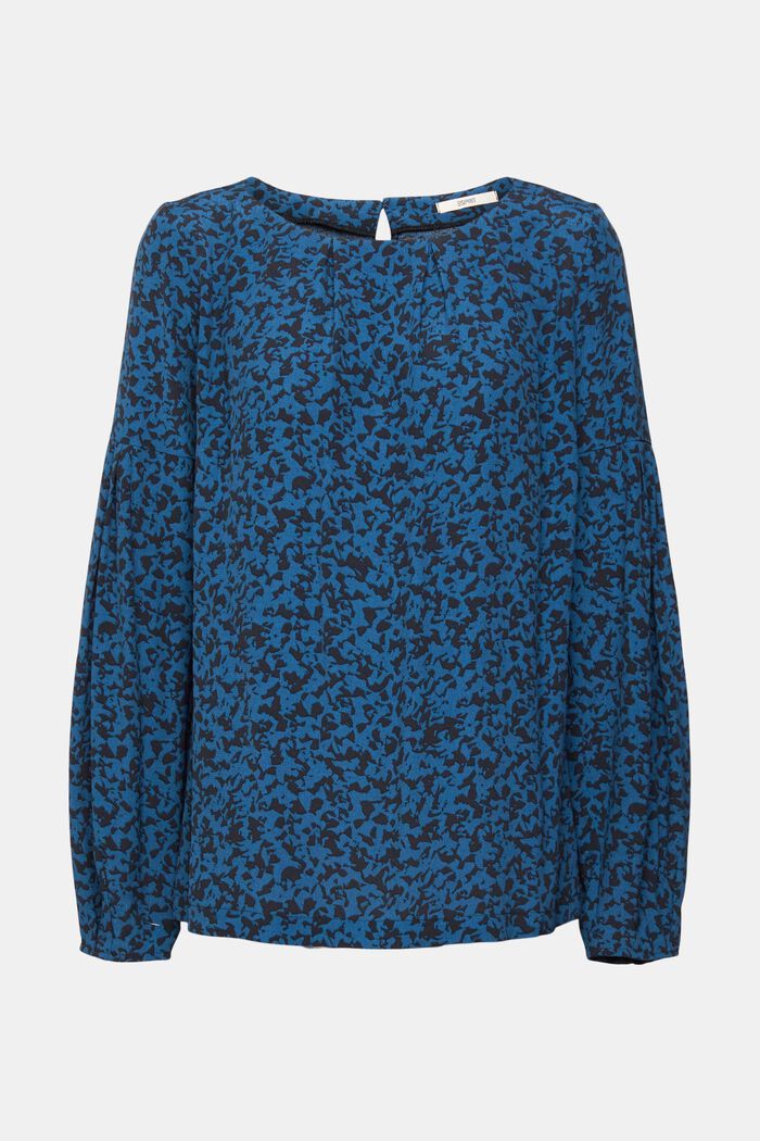 Patterned viscose blouse, PETROL BLUE, detail image number 7