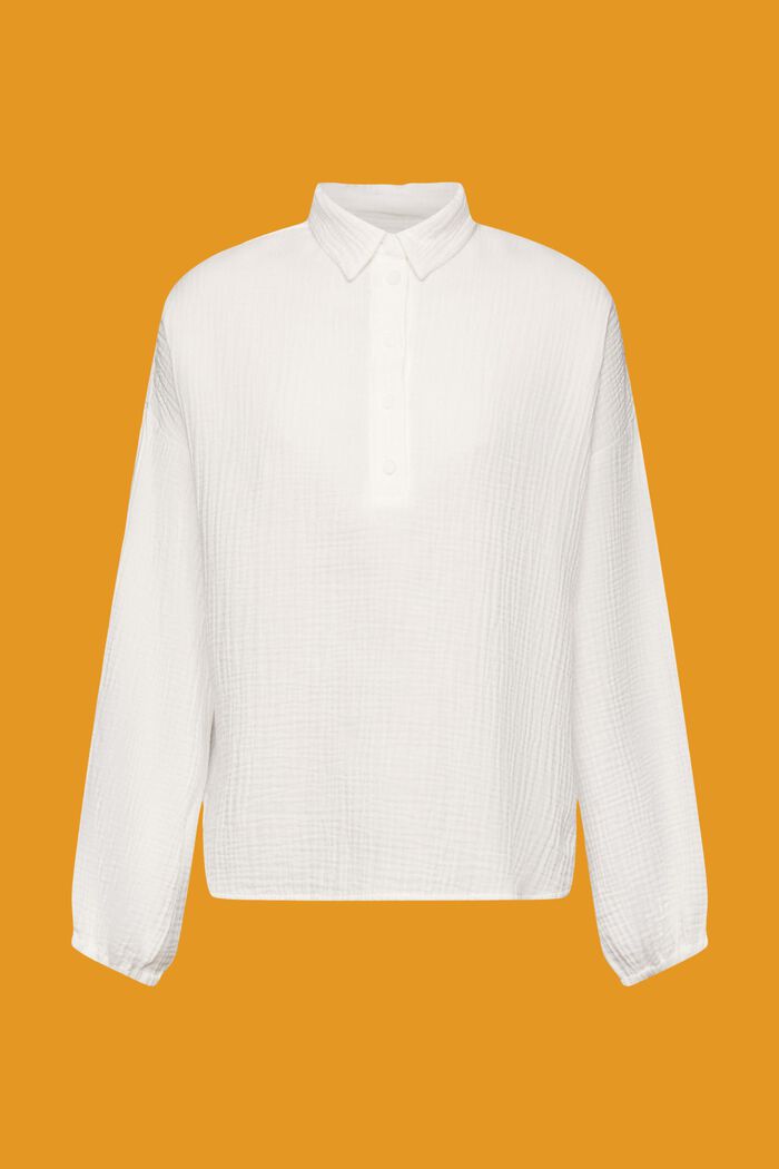 Textured cotton blouse, WHITE, detail image number 5
