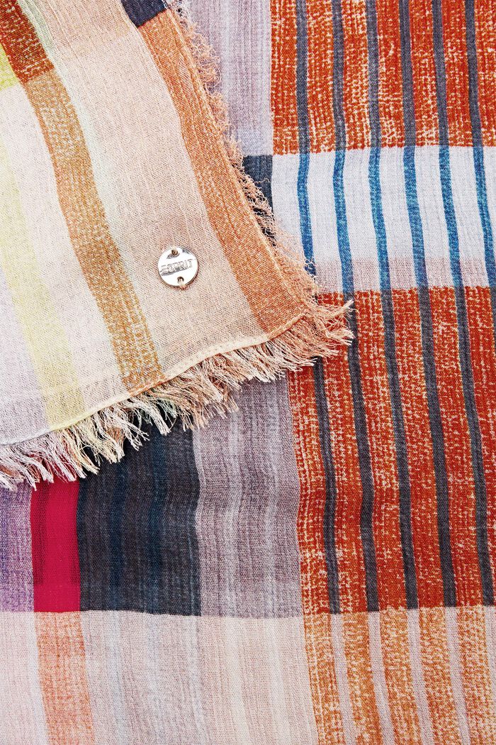 Geometric striped scarf, GOLDEN ORANGE, detail image number 1