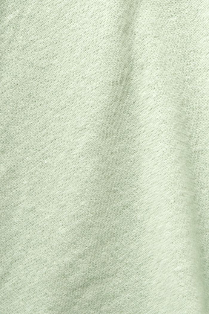 Cotton-Linen V-Neck T-Shirt, LIGHT GREEN, detail image number 4